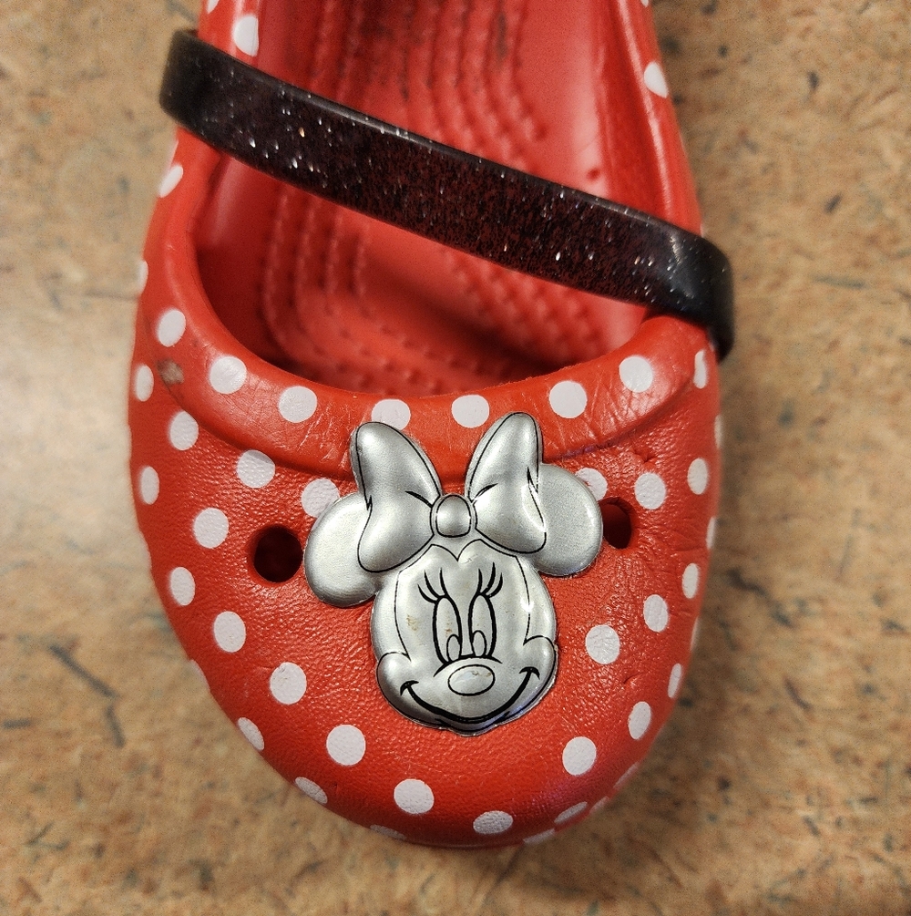 Minnie Mouse Red And White Polka Dot kids sz 11 Crocs - Picture 5 of 8